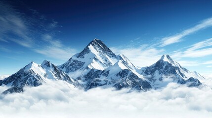 Majestic mountain peaks rising above clouds alpine region scenic landscape tranquil atmosphere aerial view nature's beauty