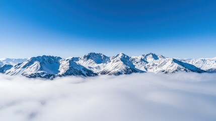 Majestic snow-capped mountains alpine region landscape photography clear sky aerial view natural beauty