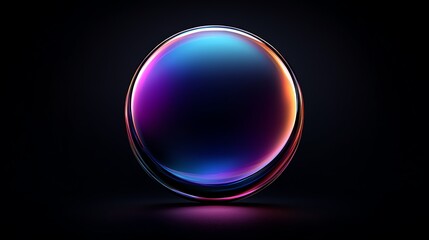 holographic circular graph, shine like polished crystal, vivid translucent rainbow hues, with moody dark gradient background