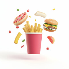 Vibrant 3D Food Icons – From Fast Food to Desserts