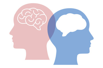 set Simple view of the brain, thin line vector illustration