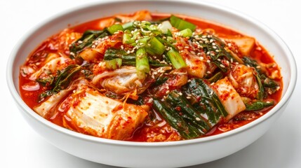 Fototapeta premium Close-Up of a Freshly Made Kimchi Cross-Section, Vibrant Red and Appetizing