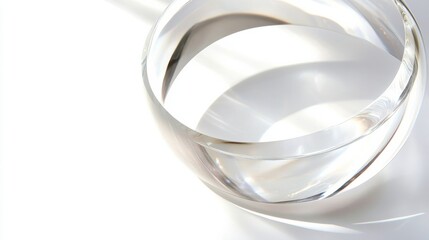 Elegant Clear Glass Bowl on Bright Surface with Soft Lighting