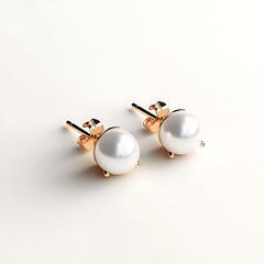 Fototapeta premium classic pearl stud earrings 3D render, timeless jewelry
