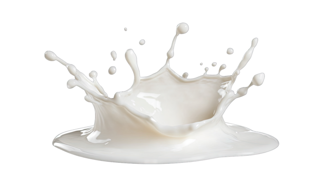 a dynamic splash of white liquid resembling milk with droplets s