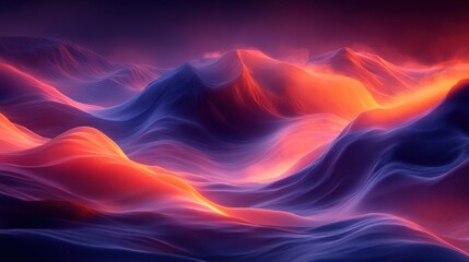 Fototapeta premium Abstract Landscape of Colorful Waves in Warm Neon Hues