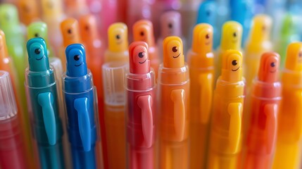 close up of colored pencils, Vibrant Cartoon Bear and Human-Shaped Colorful Gel Ink Pens in 10 Shades, Featuring Unique Designs for Creative Writing, Cute Stationery Lovers, and Aestheti
