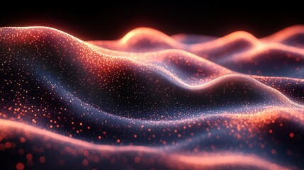 Abstract Glowing Waves with Sparkling Lights in Dark Background