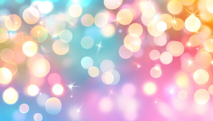 Obraz premium Colorful pastel background with soft bokeh lights creating dreamy and vibrant atmosphere, perfect for celebrations and joyful moments