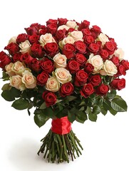 Red and Cream Roses Bouquet