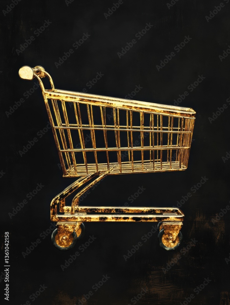 Aufkleber elegant transformation of a grocery cart into a luxury centerpiece with black and gold textures in a