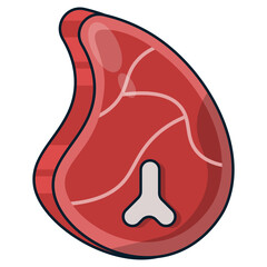 Cartoon Illustration of a Steak Cut