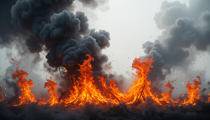 Fierce Blaze Engulfing Structure with Towering Black Smoke