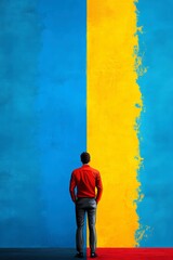 Creative exploration of surreal colors in minimalist design featuring a vibrant collision of yellow and blue against a striking backdrop