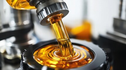 Close-Up of Pouring Oil into Industrial Machine Component