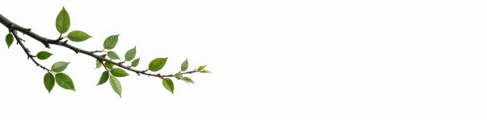 Isolated Branches on White Background with Twigs, peaceful, foliage