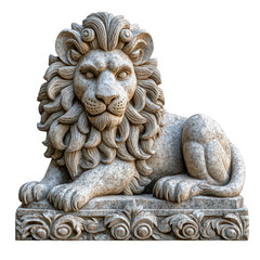 Obraz premium Monumental marble lion sculpture exhibiting classic regal artistry and power