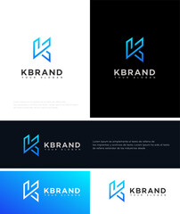 K Brand Logo Design Modern, Minimalist, Blue Gradient, Letter K, Corporate Identity
