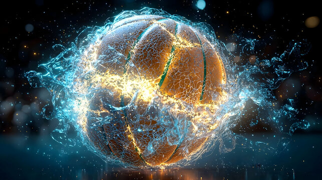 Glowing Basketball with Dynamic Energy Burst