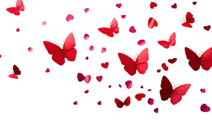 a visually appealing arrangement of red and pink paper butterfli