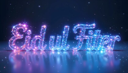 Luxurious Eid ul Fitr Celebration with Sparkling Emerald and Gold Typography, Islamic Festive Design