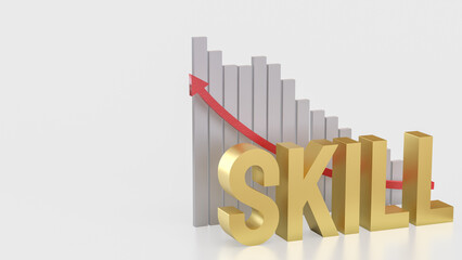 The Gold skill and chart for Business concept 3d Rendering..