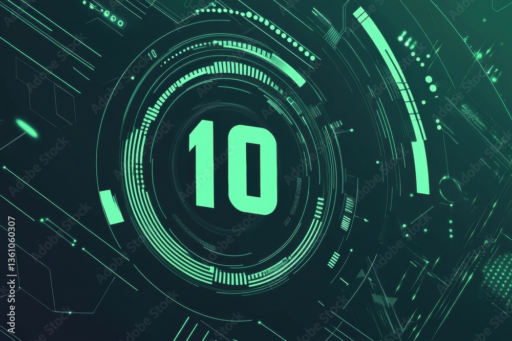 Aufkleber Countdown timer displaying 39 minutes and 10 seconds for delivery with sleek UX-inspired design and neon green highlights in modern tech style Generative AI