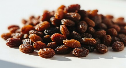 Pile of sweet dried grapes - Natural energy boost - Healthy snack advertisements