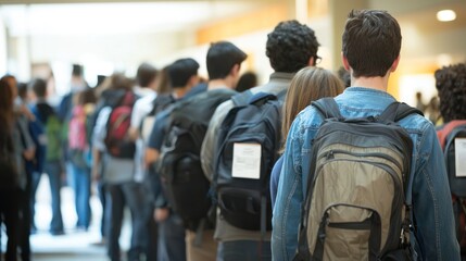 College students attending a job fair looking for internship opportunities
