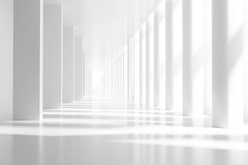 Fototapeta premium Abstract White 3D Interior Architecture Background of Bright Modern Window Light Building Structure. Architectural Structure Design Backdrop for Presentation
