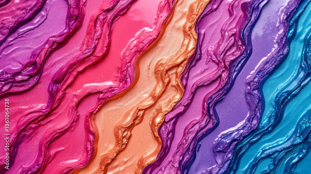Poster vibrant abstract swirls of colorful paint with glossy texture creating a dynamic and energetic visua