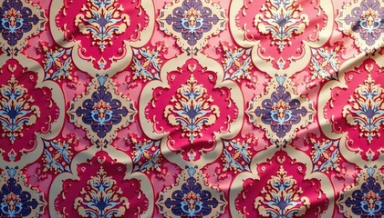 Geometric damask pattern, subtle sheen on silk-like surface, design, texture, abstract