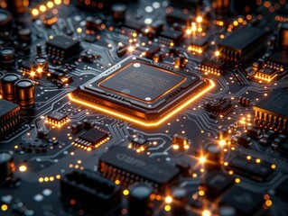 Obraz premium Close-up of a Microchip Circuit Board