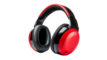Stylish Red and Black Headphones with Cushioned Ear Pads for Comfort