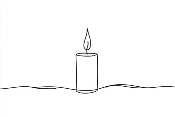 Single-line drawing of a candle.  A simple, elegant depiction of a candle, highlighted by a single continuous line, resting on a surface