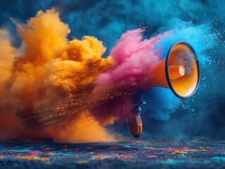 Megaphone in a Colorful Explosion
