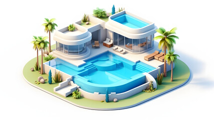 Obraz premium Swimming Pool Building isometric 3D