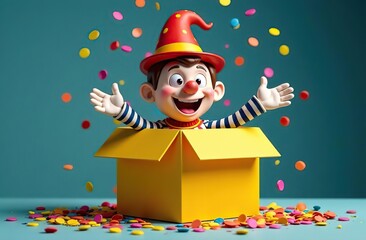 playful jack-in-the-box with colorful confetti