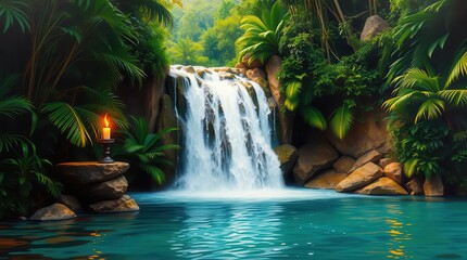  Majestic Jungle Waterfall with Crystal Pool – Exotic 8K Rainforest Scene, Majestic Jungle Waterfall with Crystal Pool – Exotic 8K Rainforest Scene



