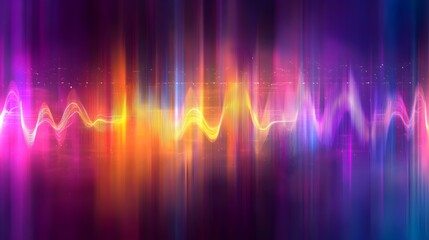 Abstract colorful light wave energy, city background, digital art, website banner