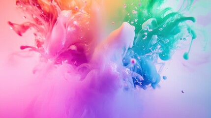 Fototapeta premium Bright colors collide and swirl together, forming an artistic burst of creativity and energy in this dynamic composition