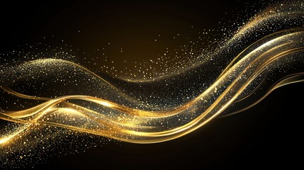 Luxury gold invitation background with a shimmering gold border.