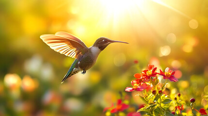 Fototapeta premium Hummingbird and flower