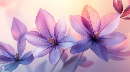 Delicate Purple Flowers Softly Illuminated Background