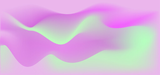 Abstract pink green gradient background with smooth wavy form. Minimalist liquid color blend texture surface design concept for modern creative visual art.
