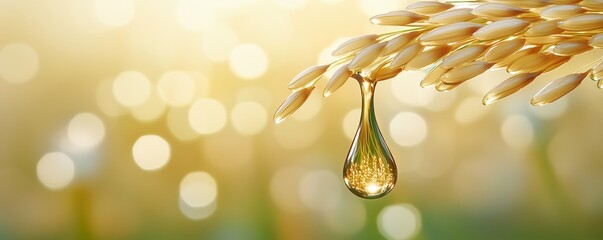 Pure rice oil drop extracted from rice grain for skincare
