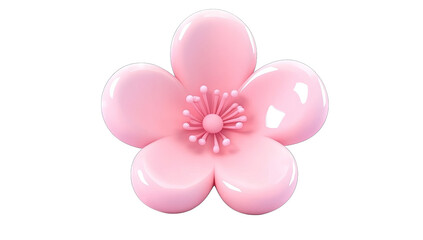 Fototapeta premium a glossy stylized pink flower with rounded petals and a central