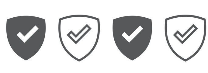 Shield check mark icon vector isolated on white background. Protection approve sign. Safe icon vector