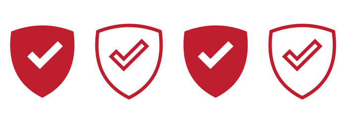 Shield check mark icon vector isolated on white background. Protection approve sign. Safe icon vector