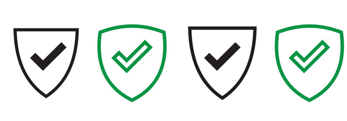 Shield check mark icon vector isolated on white background. Protection approve sign. Safe icon vector